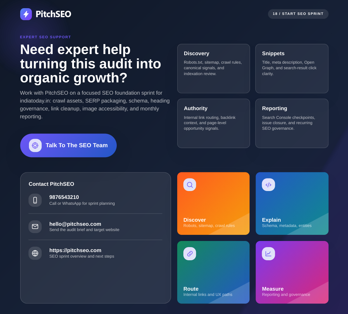 PitchSEO agency company page brand promotion sample screenshot